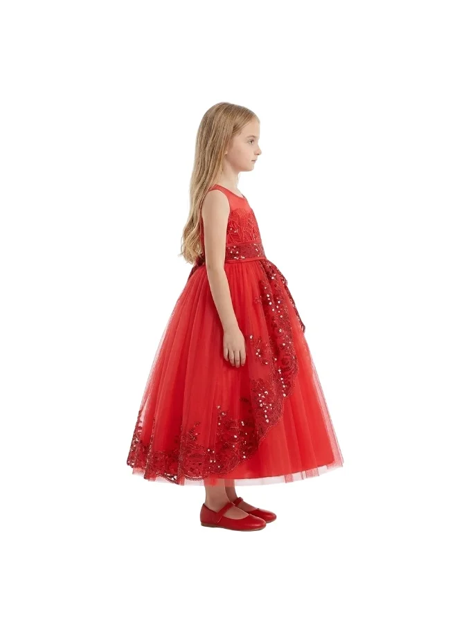 دىدانيالا فستان سهرة أحمر مرصع بالترتر